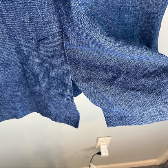 Vintage Louben Canada Linen Open Front Cardigan Blazer Blue Sz S Blue minimalist - Picture 12 of 12